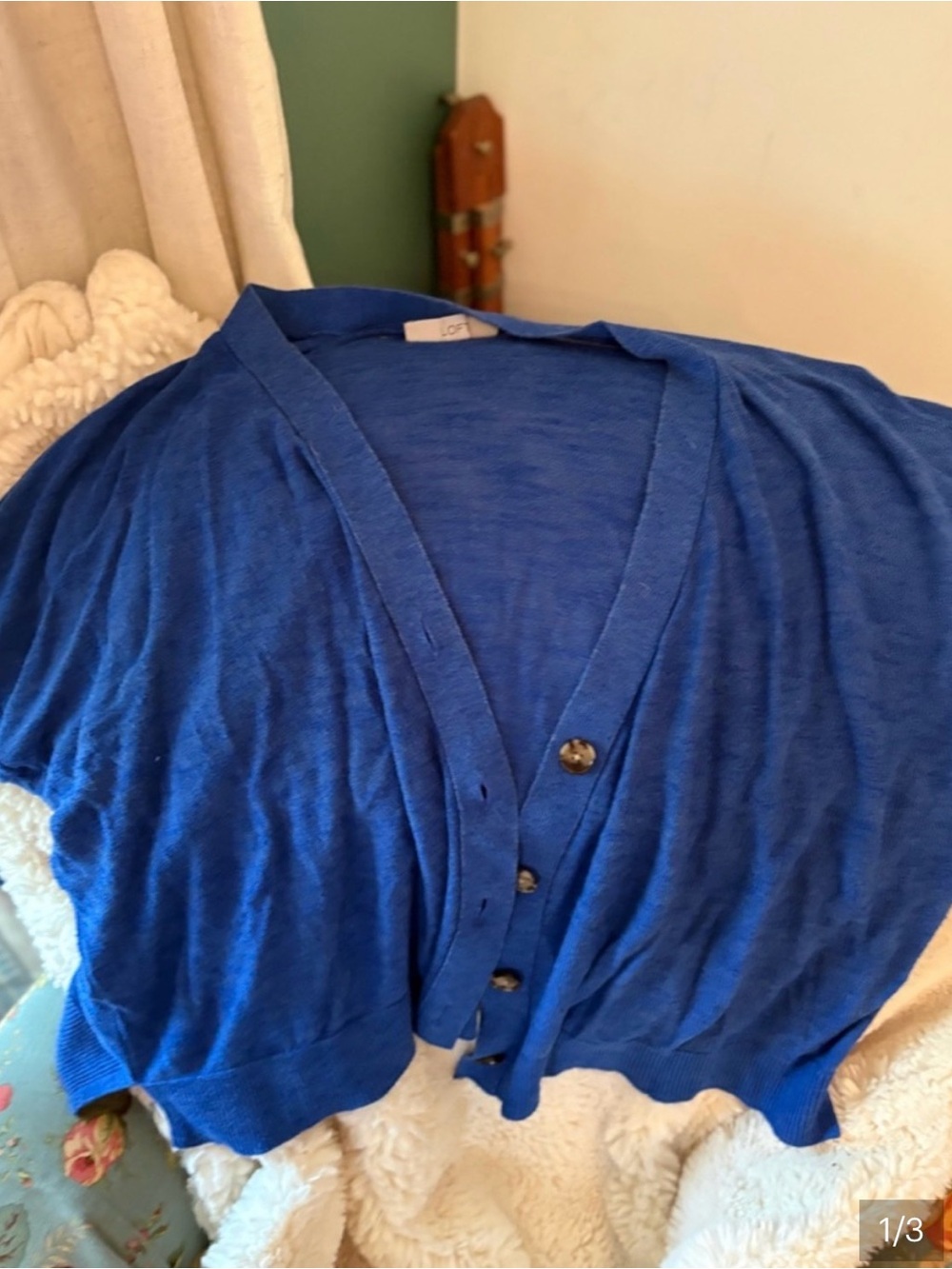 3 LOFT Cardigans: vibrant red, electric blue & kelly green Lightweight Cardigans - Picture 4 of 5
